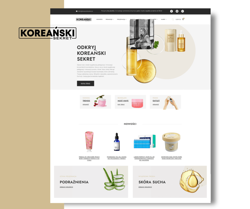 Projekt witryny dla firmy Koreański Sekret