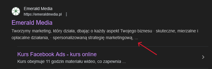 Meta description przykład Emerald Media